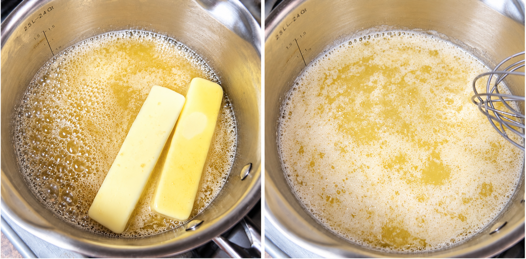 The Softest Pumpkin Spice Cookies Butter melting in a saucepan