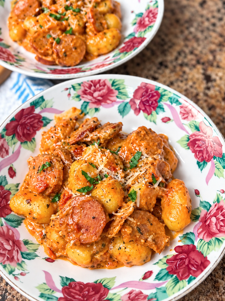 Creamy Chicken Sausage Gnocchi in Tomato Parmesan Sauce