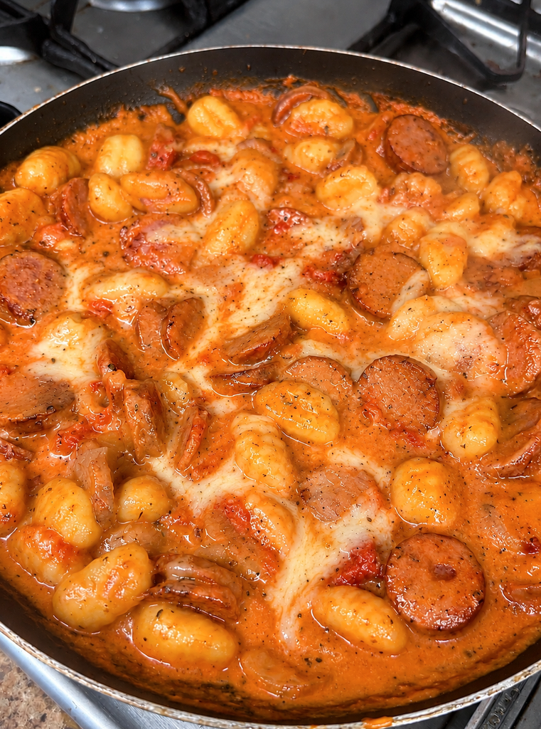 Creamy Chicken Sausage Gnocchi in Tomato Parmesan Sauce 